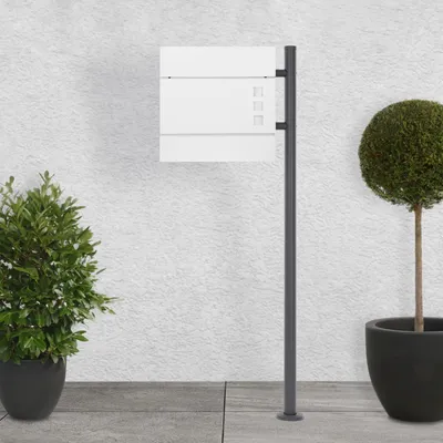 Zdjęcie produktu dla ECD Germany Stojąca skrzynka na listy z miejscem na gazety, designerska skrzynka na listy z miejscem na pocztę, stojak na skrzynkę na listy antracyt 120cm stal nierdzewna