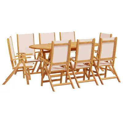 Produktbild von 9-tlg. Garten-Essgruppe Massivholz Akazie und Textilene