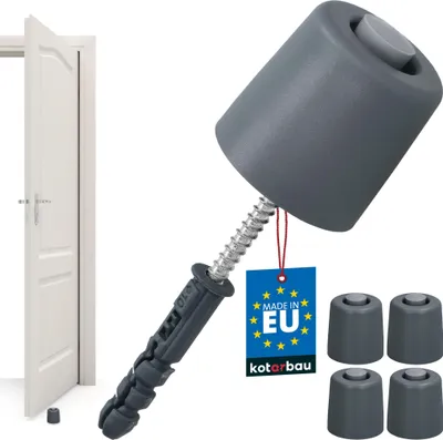 Produktbild von KOTARBAU® 4er Set Türstopper Boden zum Schrauben - 43 mm - Grau - Bodentürstopper - Bodenmontage - Türstopper - aus Gummi