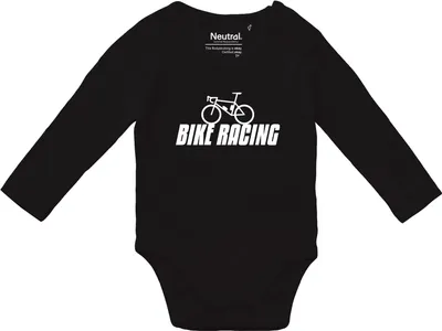 Produktbild von Huuraa Baby Body Bike Racing Fahrrad 74 Black  Baumwolle Fairtrade Langarmbody Geschenkidee