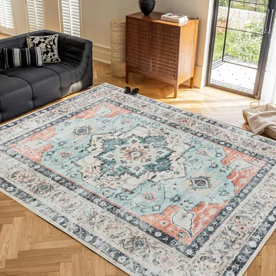 Produktbild von Vintage Teppich 80 x 150 cm, Kurzflor, rutschfest, für Wohnzimmer