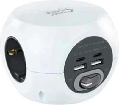 Obrázok produktu pre Napájací pásik Nanocable 10.37.0001/ 3 zásuvky/ 2 USB - 2 USB Type-C/ kábel 1,4 m/ biely