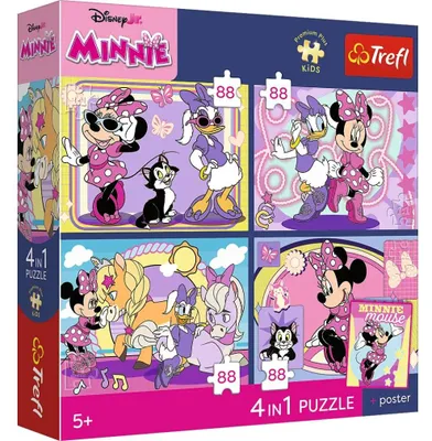 Image de Puzzle 4 en 1 Disney Minnie + affiche TREFL
