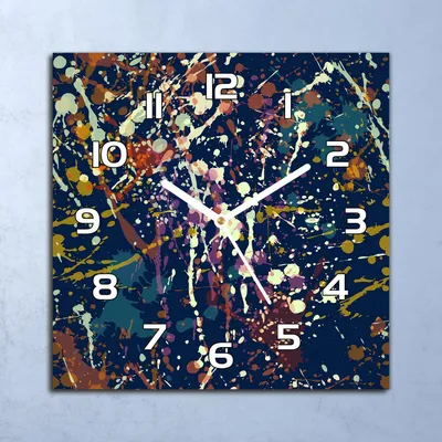 Produktbild von Deko Glasuhr Wanduhr 30x30 Bunte Abstraktion Quarz Küchenuhr Bürouhr