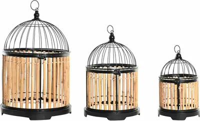 Zdjęcie produktu dla Klatka dekoracyjna DKD Home Decor naturalna 38 x 38 x 61,6 cm (3 sztuki)