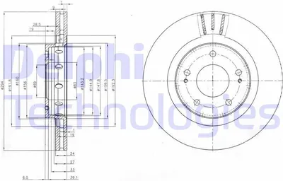 Produktbild von 2x DELPHI Bremsscheibe BG4038C passend für PEUGEOT 4007 (VU_ VV_) 45 6mm 294mm