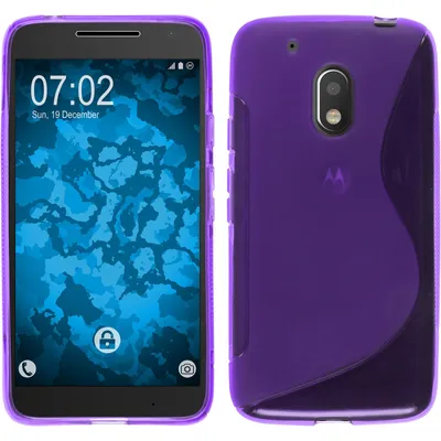 Produktbild von PhoneNatic Case kompatibel mit Motorola Moto G4 Play - lila Silikon Hülle S-Style + 2 Schutzfolien