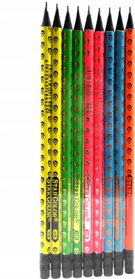 Produktbild von 9er Set Bleistifte HB mit Radiergummi - Bunte Schulstifte für Schule & Büro, Ergonomisch