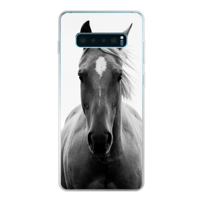 Produktbild von MuchoWow® Handyhülle Schutzhülle Hülle für Samsung Galaxy S10 Lite Pferd - Schwarz - Weiß - Porträt Silikon Softcase Handy Hülle - Schutz