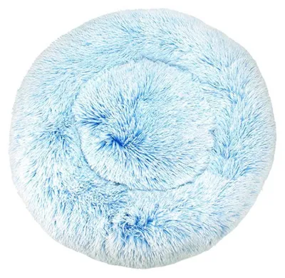 Obrázek produktu pro Postel pro psy, pelíšek pro kočky, plyšový, kulatý, polštář ve tvaru donutu, 50 cm, modrá barva