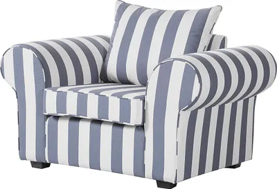 Produktbild von home24 Sessel - Webstoff - Blau Gestreift
