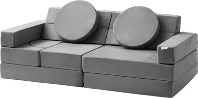 Produktbild von Spielcouch, 15-teilige modulare Kindercouch, Kleinkind-Schaumstoffsofa mit hochdichtem 25D-Schaumstoff zum Spielen, Basteln, Schlafen, fantasievolle Kindermöbel für Schlafzimmer und Spielzimmer