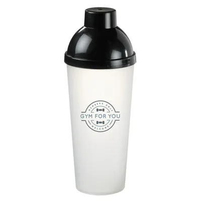 Image de Fitness Shaker 500 ml "Lagoon" - Shaker à protéines avec bouchon vissé pratique idéal pour les boissons sportives - Gobelet à secouer sans BPA - transparent-lait/noir