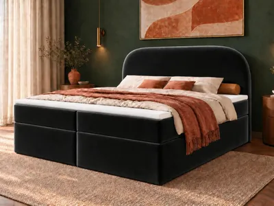 Produktbild von Emlar Boxspringbett Mona 2 200x200 - Komplett-Set mit Matratze und Topper - Polsterbett mit Bettkästen - Boxspringbett Schwarz (Magic Velvet 2219)