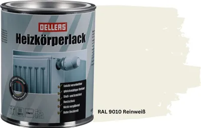 Produktbild von OELLERS Heizkörperlack bewährt 1L – RAL 9010 Reinweiß | Heizkörperfarbe & Heizungsfarbe | Hochdeckender Heizungslack | Hitzebeständig & langlebig