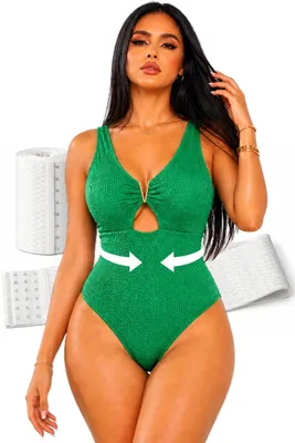 Produktbild von Einteiliger Badeanzug - Enthält formgebenden Korsett zur Taille-Verjüngung - Grün - 3XL, Grün