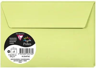 Produktbild von Clairefontaine Pollen Umschläge C6 knospengrün 114x162 mm 120g 5 Stück