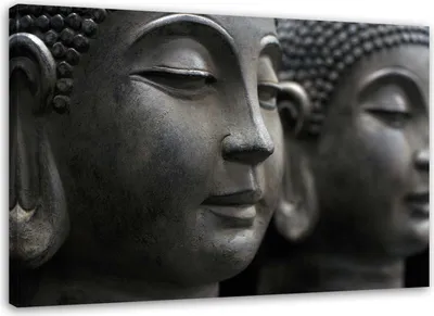 Produktbild von Leinwandbild feng shui buddha-figuren 120x80 cm Feeby grau wandbild bereit zum aufhängen