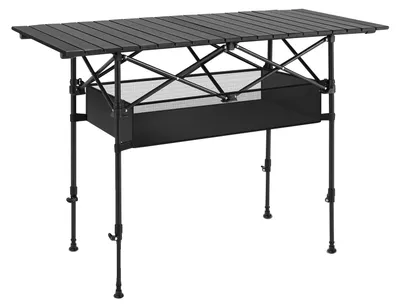 Obrázek produktu pro Kempingový stůl, přenosný design, organizér pod stůl, černý