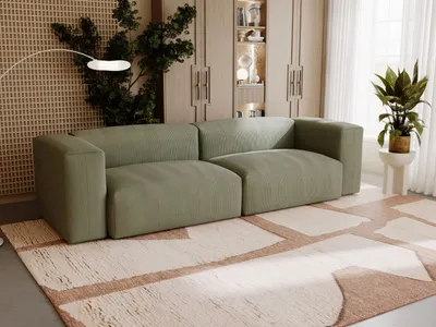 Produktbild von GrainGold 3-Sitzer Sofa Landi - Gepolstertes Sofa -Moderne Cord Sofa - Wohnzimmer Sofa - Grün (Lincoln 37)