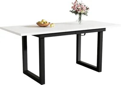 Produktbild von Meubles Cosy Ausziehbarer Esstisch Schwarz-Weiß, Industrial-Stil, MDF & Metall Gestell