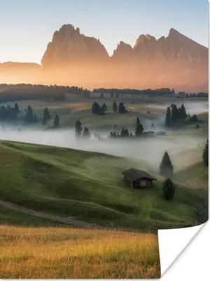 Produktbild von MuchoWow® Poster Berg - Nebel - Landschaft 120x160 cm - Wandbilder