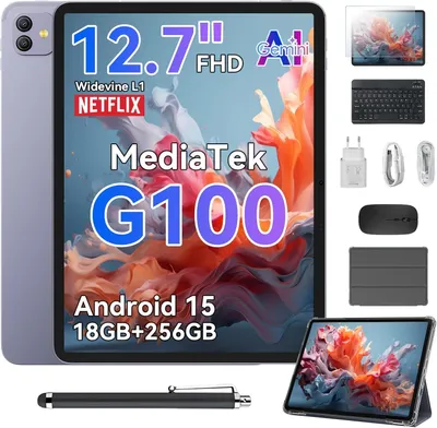 Blackview Link 8 Tablet 12.7 Inch 2K+ FHD Display 90Hz, Android 15 Gemini AI MediaTek G100 18GB RAM + 256GB ROM + 2TB TF 8400mAh/PC Mode/Widevine L1/F