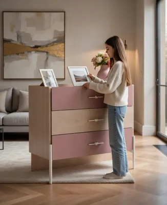 Image de Commode élégante avec 3 tiroirs, au design moderne