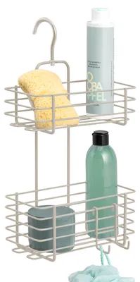 Image de Étagère de douche bremermann  avec 2 paniers, panier de douche à suspendre avec crochet métallique réglable, couleur beige