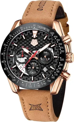 Produktbild von MEGALITH Chronograph Herren Uhr – Analog, Wasserdicht, Quarzuhr mit Kalender, Lederarmband, Retro Design, Business & Casual Armbanduhr für Männer