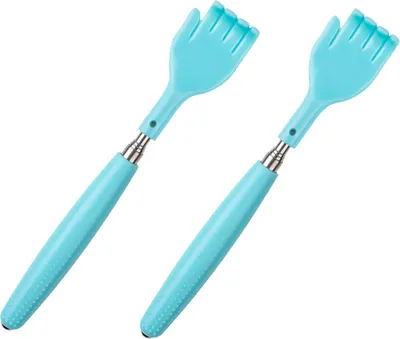 Image de 2 Canne à gratter le dos, Portable, 5 sections, Extensible, Télescopique, Masseur de dos en métal formé à la main, Tout seul