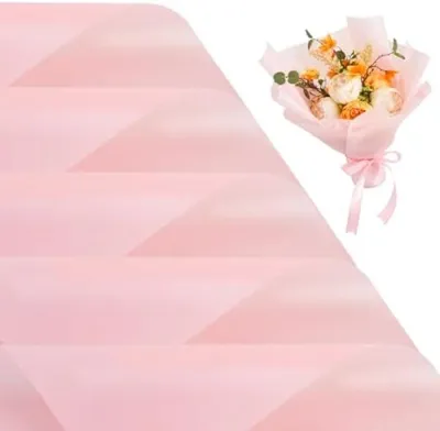Produktbild von PolkaHome® 20 Blatt hellrosa mattes Blumen-Geschenkpapier, wasserdicht für Blumensträuße, 58x58 cm