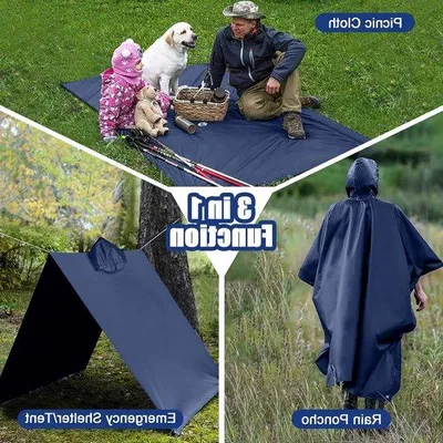 Produktbild von Famanu Poncho für Erwachsene - Wiederverwendbarer Regenponcho 3-in-1 - Leicht und Wasserdicht - Wandern