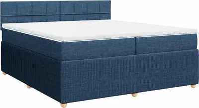Zdjęcie produktu dla Łóżko Kontynentalne Z Materacem, Niebieskie, Tkanina 200X200 Cm Lumarko!