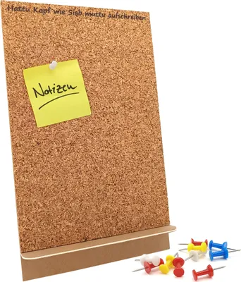Produktbild von Pinnwand/Korktafel für den Schreibtisch zum Aufstellen - inkl. 10 Pinnadeln