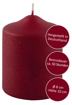 Produktbild von FINK Stumpenkerze Candle - rot - H. 10cm x B. 8cm x D. 8cm