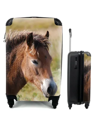 Produktbild von MuchoWow® Koffer Handgepäck Trolley Rollkoffer Kleine Reisekoffer mit 4 Rollen - Pferd - Pony - Porträt - Cabin Size < 55x40x23 cm & 55x40x20 cm - Fotokoffer - Kabinenkoffer - Boardgepäck - Reise-Box - Reisekoffer - Reisegepäck - Koffer mit Bild - Trolley für Kinder