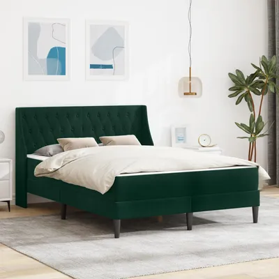 Obrázek produktu pro vidaXL Rám postele s matrací tmavě zelený 140 x 200 cm sametový