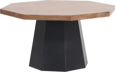 Image de Table basse ronde Adelar 90 cm en bois de manguier massif, fabriquée à la main