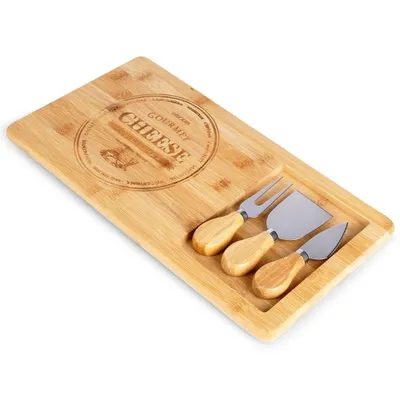 Immagine prodotto di Vassoio per formaggi con accessori in bambù e acciaio inox