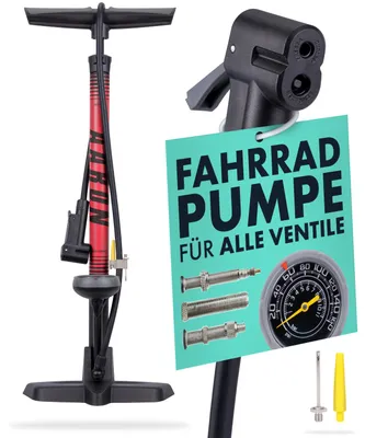 Produktbild von Sport One 3.0 Fahrradpumpe Standpumpe für alle Ventile 11 bar mit Manometer - Rot