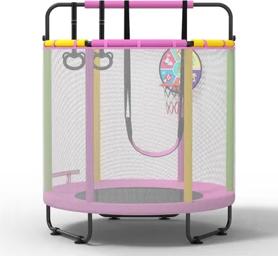 Obrázek produktu pro Trampolína pro děti - Odrazová plocha - Dětská trampolína - Hřiště - Venkovní hračky - S basketbalovým košem