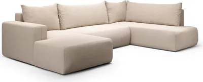 Productafbeelding van FEDVE Hoekbank Serole XL, U-vormige bank met slaapfunctie, bedopslag, bankstel, rechts, beige (Aragon 03)