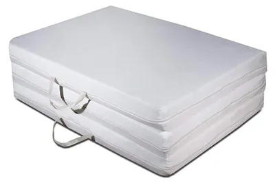 Produktbild von Gästematratze Futon Einzelbett 80x200 cm aus Kaltschaum, 10 cm hoch, 3-teilige klappbare Matratze, herausnehmbarer, waschbarer Bezug, platzsparende Matte, hypoallergen