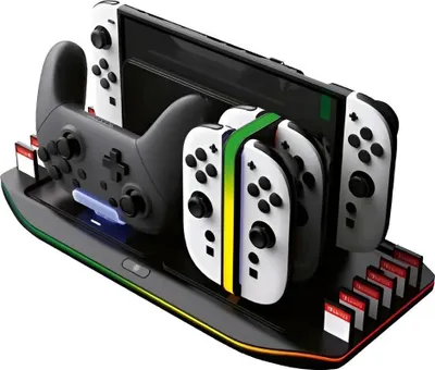 Produktbild von NACON Charging Station XL Switch 2, Andockstation, Nintendo Switch 2, Schwarz, Blau, Grün, Rot, Karton mit Aufhänger, 1 Stück(e)