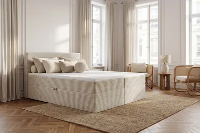 Produktbild von TRADA Boxspringbett TILIA 180×200 mit Topper mit Bettkasten Bonell H3 Beige