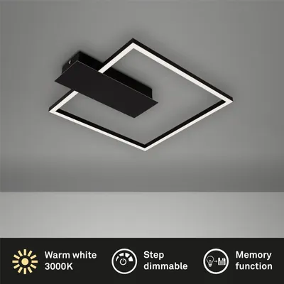 Productafbeelding van Briloner LED Deckenleuchte Nico Schwarz 32x38cm 12W 1400lm Warmweiß 3000K 3-Stufen-Dimmbar