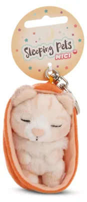 Produktbild von NICI Schlüsselanhänger Sleeping Pets Katze 8cm in Körbchen - beige - Treuer-Begleiter für Rucksack oder Tasche, Schlüsselhalter für klein und Groß | 6