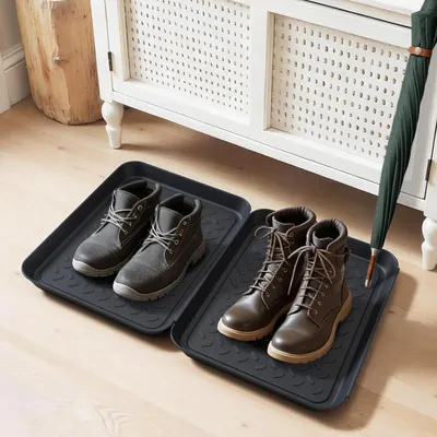 Zdjęcie produktu dla Zestaw 4 misek na zbieranie wody po butach, wykonanych z tworzywa sztucznego, wymiar 35 x 27,5 cm