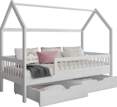 Produktbild von MIRJAN24 Kinderbett Gaja 80, Kinderzimmer Bett mit zwei Bettschubladen, Lattenrost, Holzkonstruktion (Farbe: Weiß, Größe: 80x180 cm)